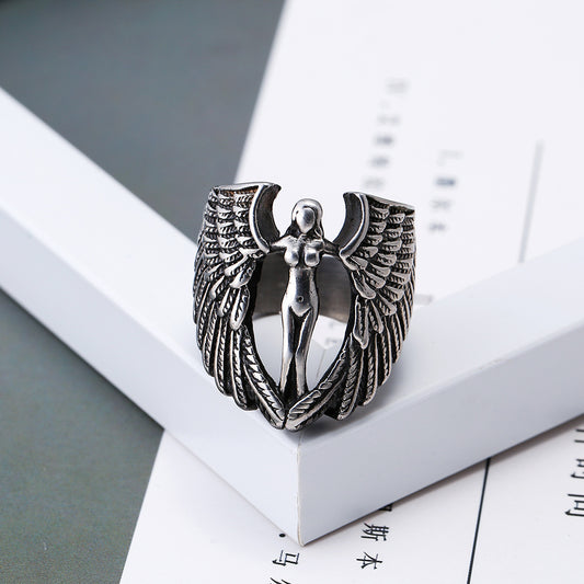 Adjustable Wings Ring European American Punk Fashion Mens Ring Womens Ring Electroplated Alloy Statement Rings