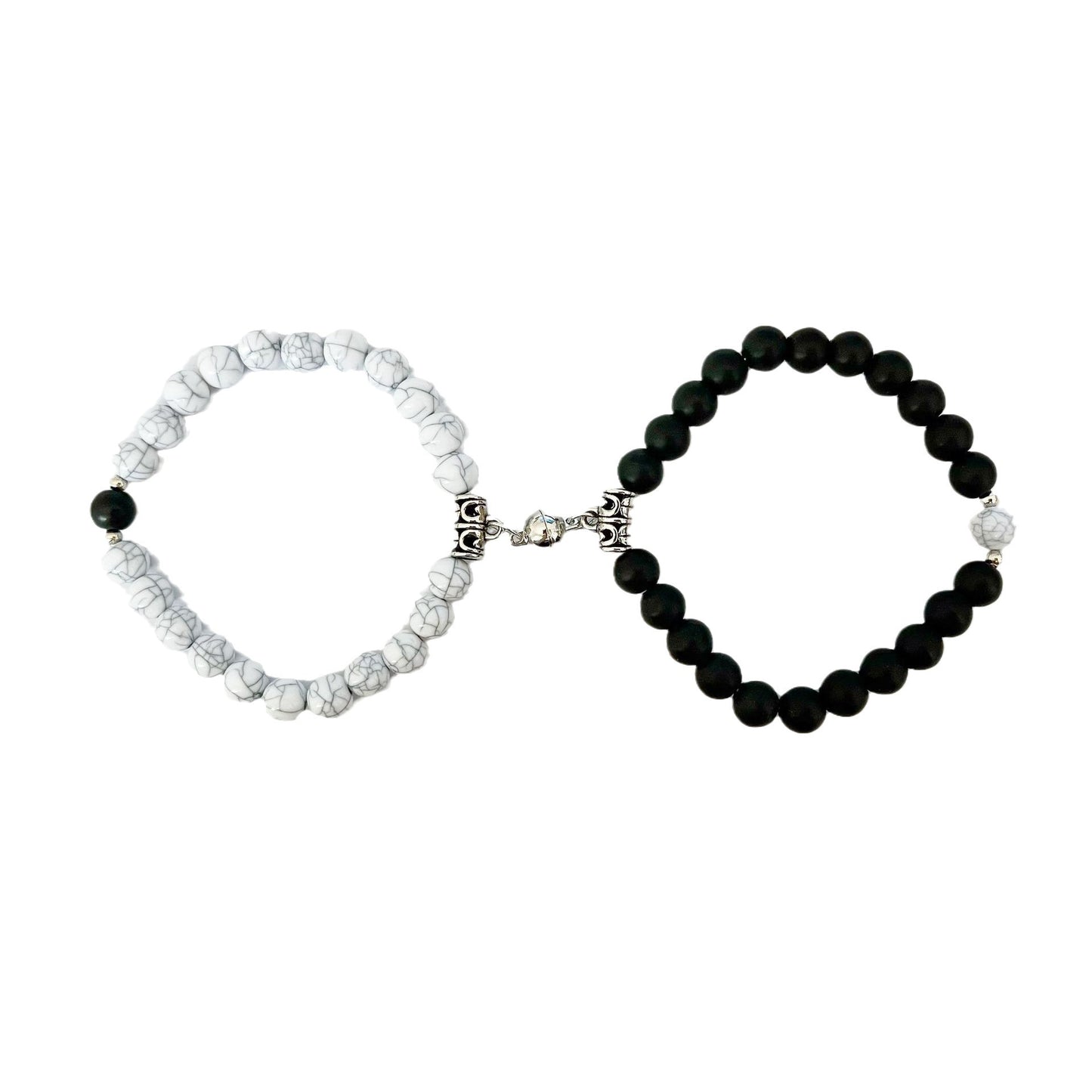 Chamfered Square Pattern Couple Bracelets Matching His Hers