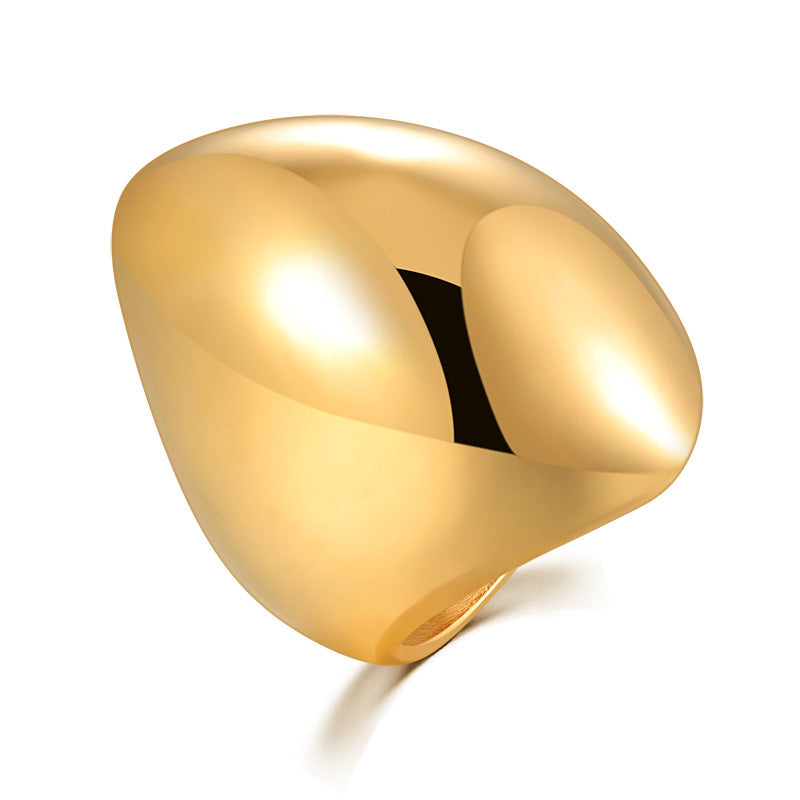 Ladies Ring Stainless Steel Fashion OL Flower Carved Golden Ring for Women Girls Size 6 7 8 9