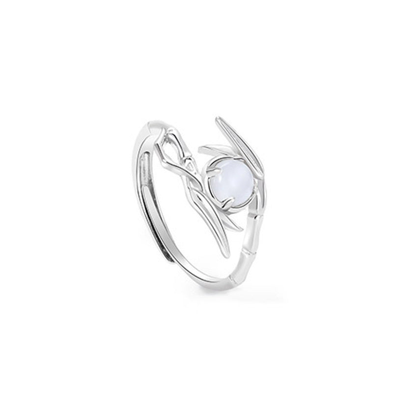 Couple Rings Set His And Hers Matching Rings Inlaid Zircon Rings Flower Shaped Rings Bamboo Joint Design Rings