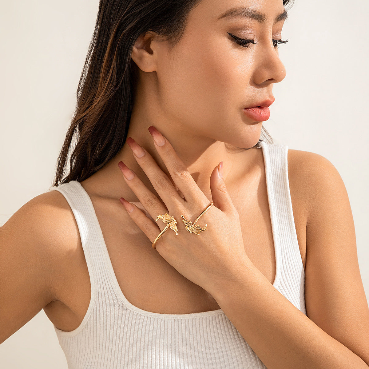 Womens Butterfly Wings Open Bracelet Electroplated Alloy Bangle Fashion Jewelry Accessory Elegant Cross Cuff Bracelet