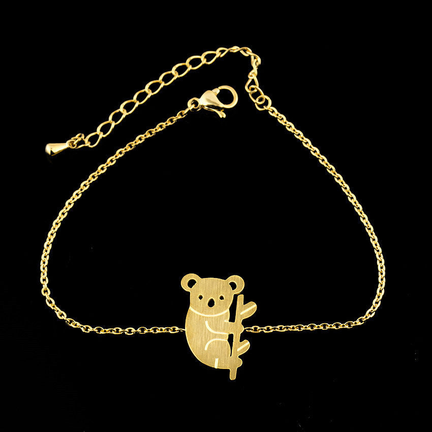 Koala Bear Pendant Bracelet For Women And Girls Titanium Steel Chain Jewelry Gift Fashionable Cute Everyday In