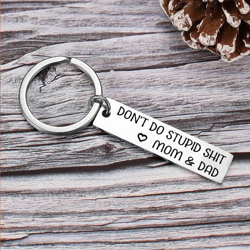 Durable Titanium Steel Keychain Key Card Novelty Present Dont Do Anything Stupid Keyring Christmas Gift Halloween