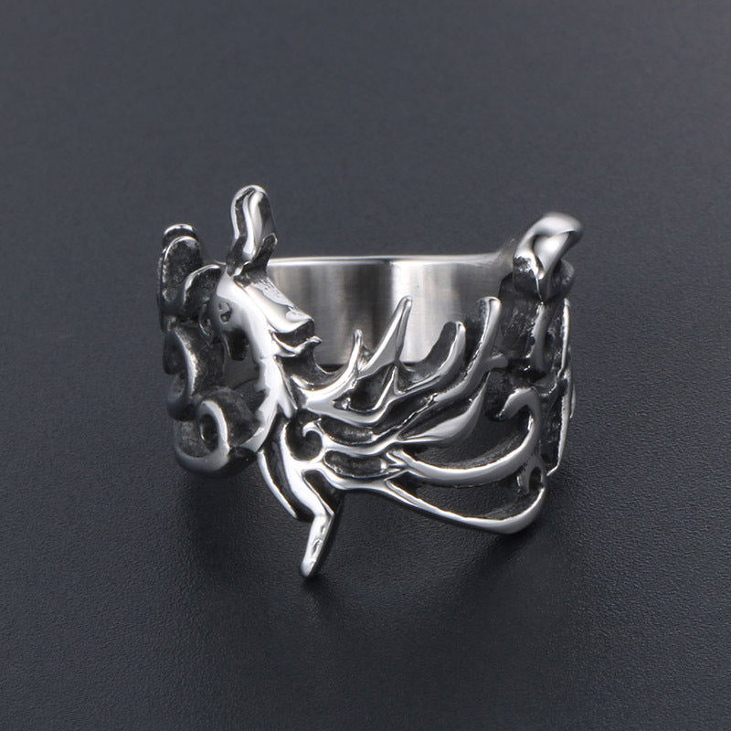 Retro Phoenix God Bird Titanium Steel Ring Unisex Crown Style Fashion Jewelry Gift Polished Titanium Ring Wear
