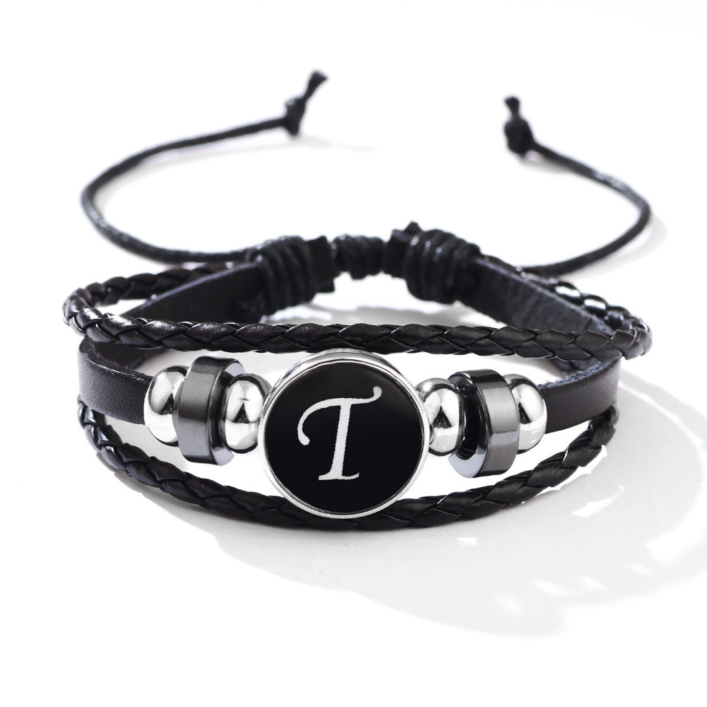 Womens Leather Bracelet With Initials Charm Adjustable Extension Classic Jewelry For Women And Girls For Women