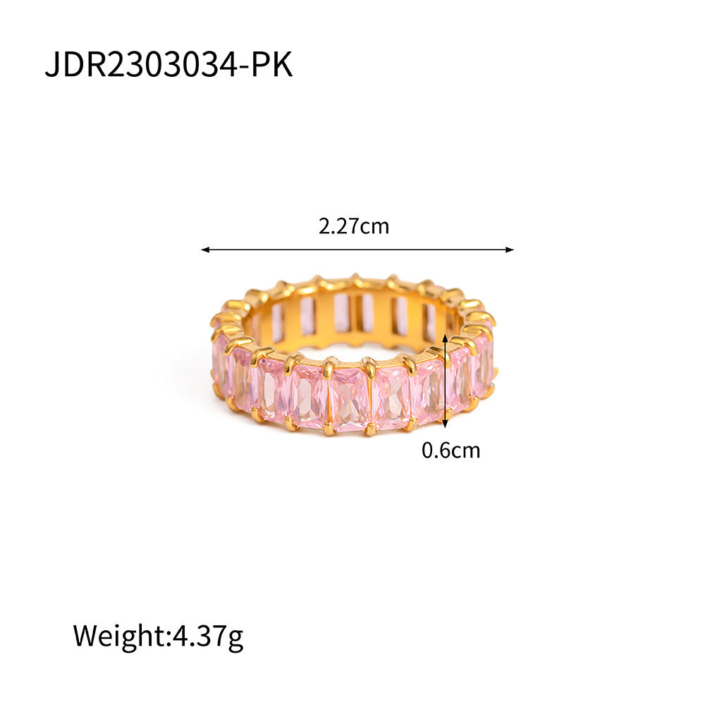 Stainless Steel Ring Electroplated With Zircon Stone Fashion Jewelry For Women Girls Band Ring For Any Occasion