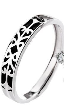 Sterling Silver Couple Rings Crown Princess Knight Adjustable Matching Bands 925 Electroplated For Couples Sets