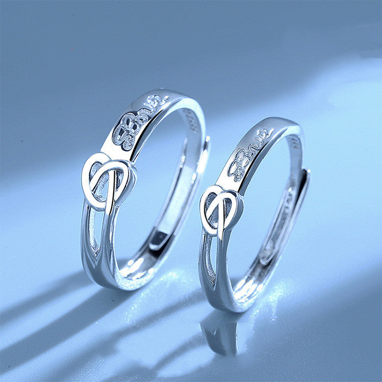 Heart Shape Couple Rings Set Silver Plated Matching Jewelry For Anniversary Gift Wedding Engagement For Lovers