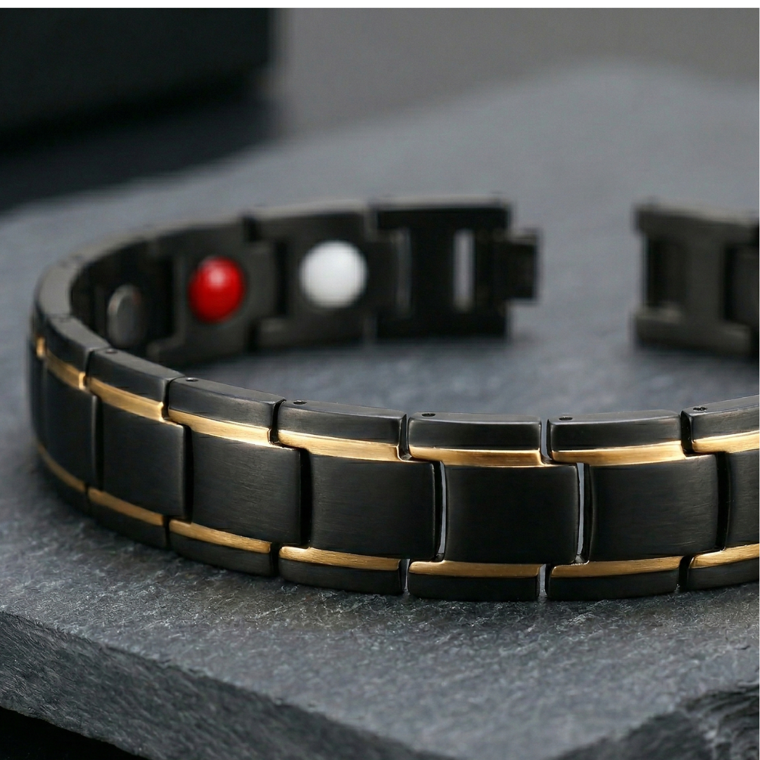 Unisex Geometric Alloy Bracelet, Electroplated Black/Gold/Silver Finish, Modern Link Chain Bracelet, 21.5cm Fashion Jewelry