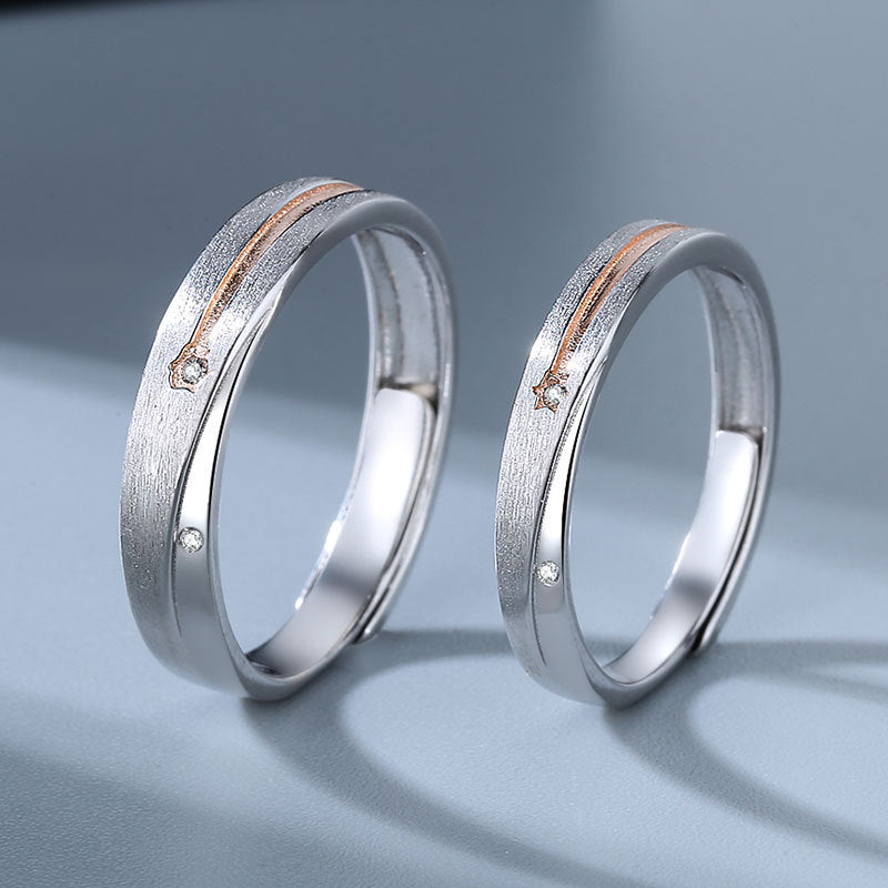 Couple Rings Adjustable Copper Bands Alongside Zircon Inlay Matching Promise Rings Him And Her Fashion Jewelry
