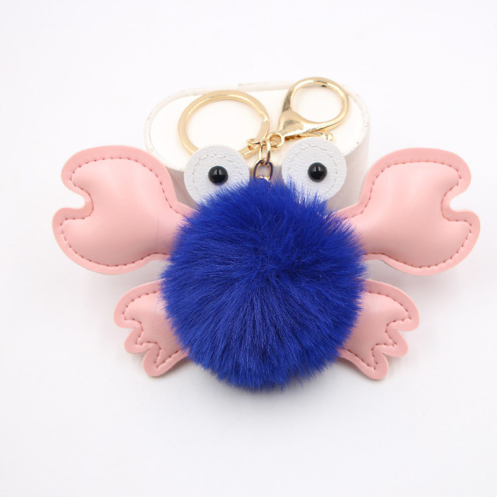 Crab Keychain Adorable Cartoon Crab Pendant Sewn Faux Leather Accessory Cute Crab Design Perfect Gift Great Gift