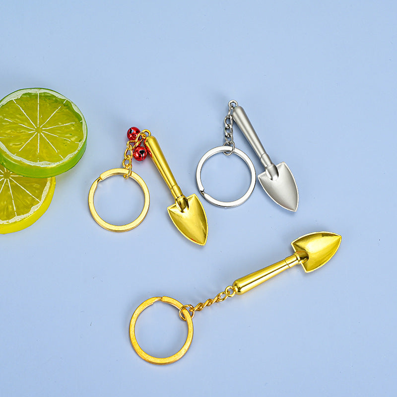 Unisex Mini Shovel Keychain Zinc Alloy Pearl Gold Accessory