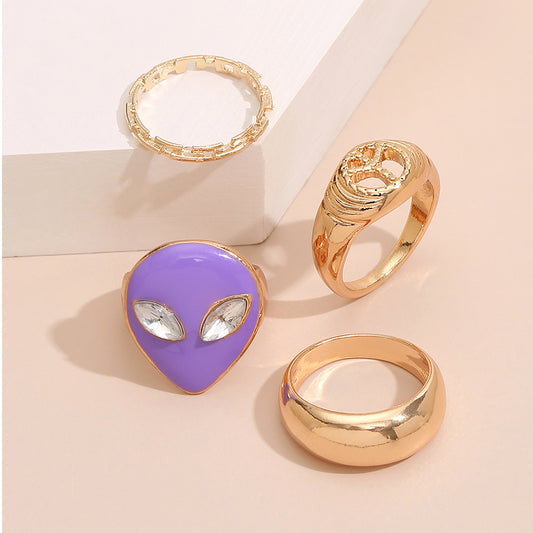Geometric Irregular Ring Set For Women Zinc Alloy Electroplated Fashion Jewelry Gift European Style ModernLook