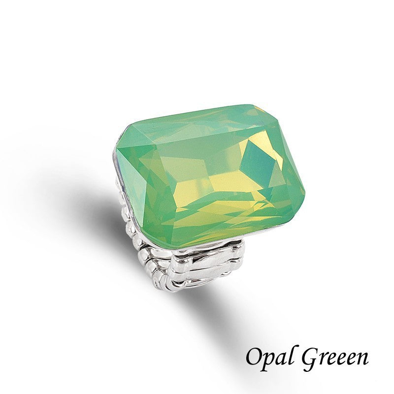 Unisex Geometric Crystal Ring Inlay Alloy Inlaid Gemstone Fashion Square Ring Artificial Geometric Ring Square