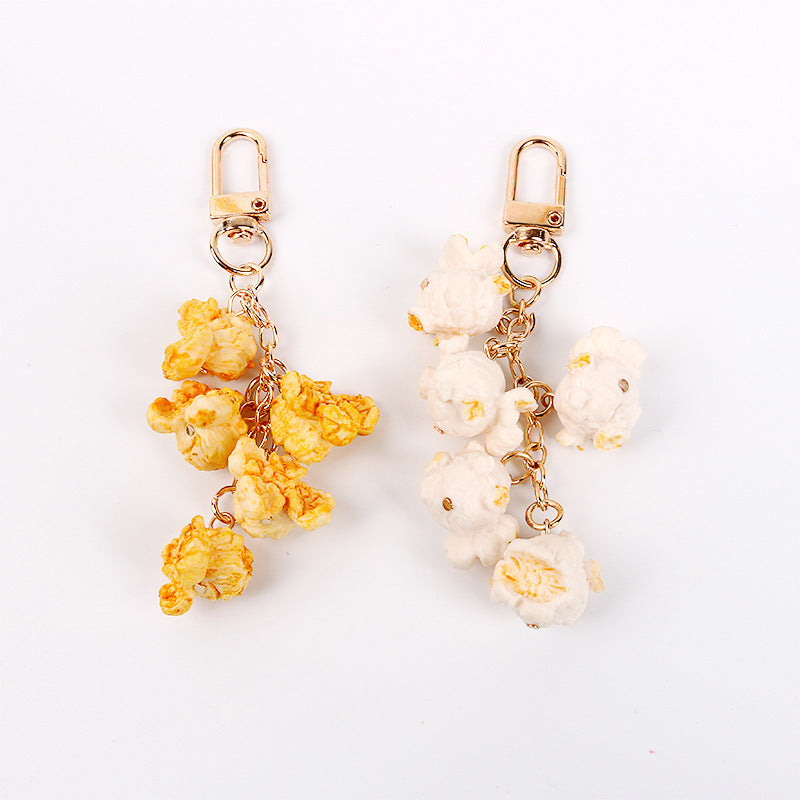 Resin Popcorn Keychain Cute Simulation Food Keyring For Phone Bag And Keys Yellow Cute Accessory Decor Pro Kit
