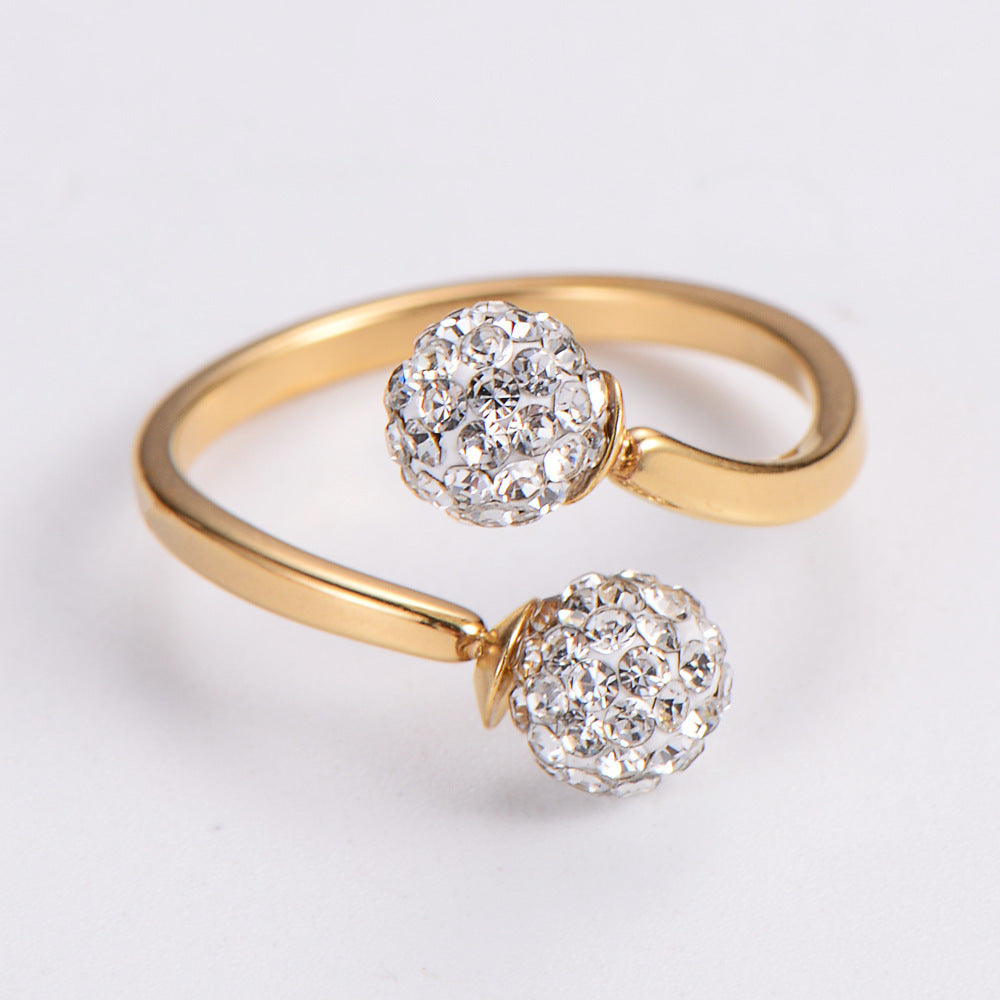 Women Stainless Steel Ring 18K Gold Plated Hollow Hydrangea Zircon Inlaid Fashion Jewelry Gift For Her For All Occasions