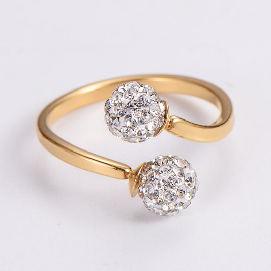 Women Stainless Steel Ring 18K Gold Plated Hollow Hydrangea Zircon Inlaid Fashion Jewelry Gift For Her For All Occasions