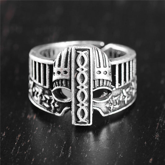 Unisex Metal Ring With Adjustable Opening Geometric Ornament Vintage Hip Hop Fashion Jewelry Silver Electroplated Band