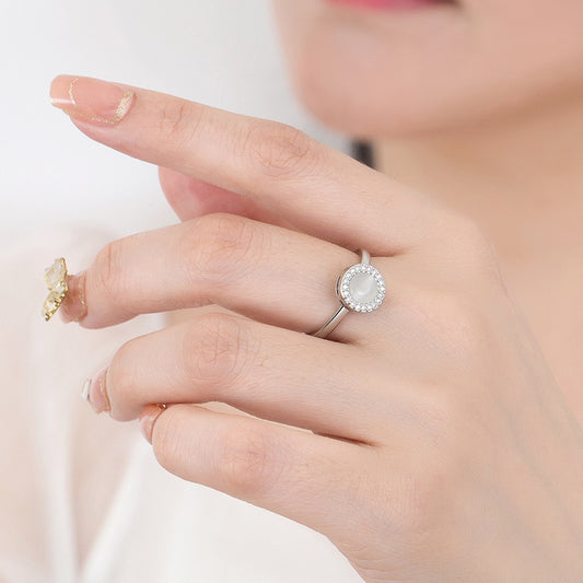 Opal Adjustable Spinning Ring Copper Plated Geometric Fidget Stress Relief Jewelry For Women Everyday Wear Now