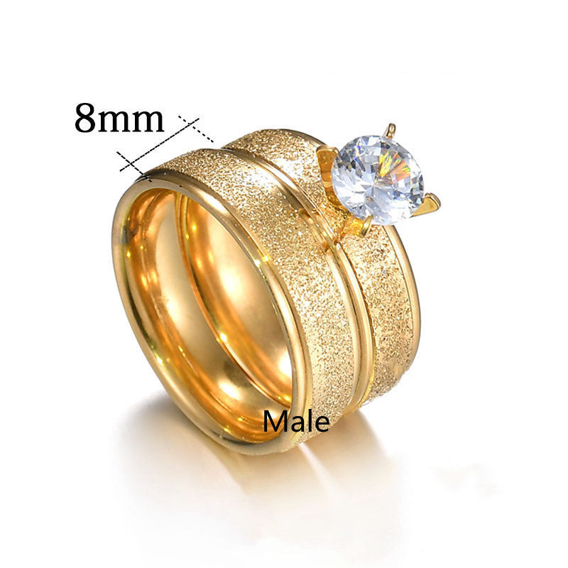 Stainless Steel Couple Rings Set Matching Promise Rings For Him And Her Geometric Frosted Finish Sizes 6 7 8 9 10 11 12