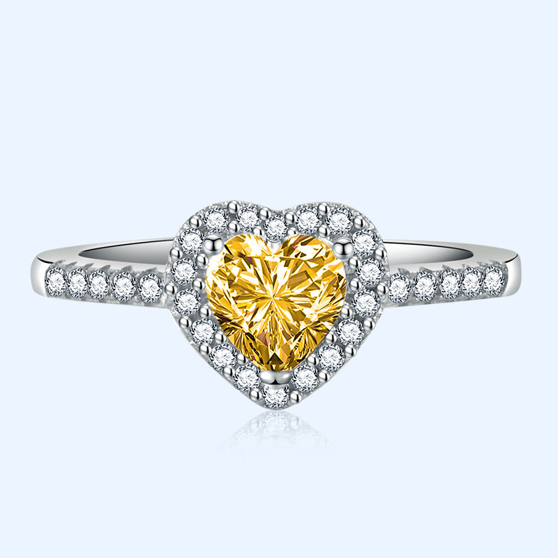 Heart Shaped Moissanite Zircon Ring White Gold Plated Inlaid Engagement Gift For Anniversary For All Occasions