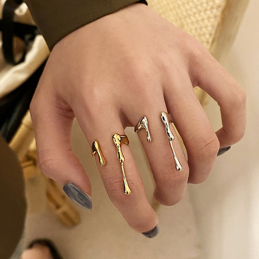 Womens Geometric Adjustable Opening Silver Plated Metal Ring Trendy Fashion Statement Ring For Women Hip Hop Style