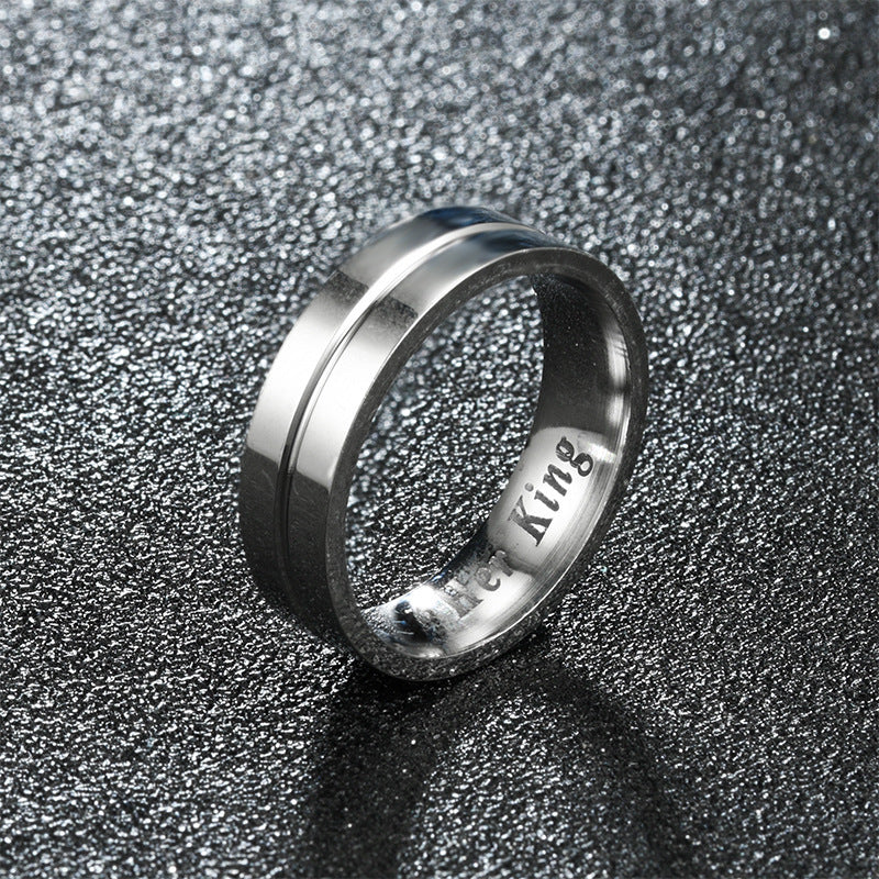 His And Hers Crowned Rings Stainless Steel Couple Wedding Bands Platinum Inlaid Gem European American Matching
