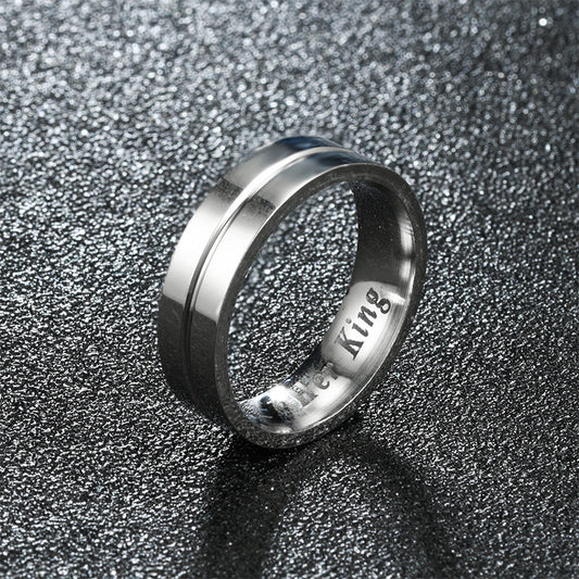 His And Hers Crowned Rings Stainless Steel Couple Wedding Bands Platinum Inlaid Gem European American Matching