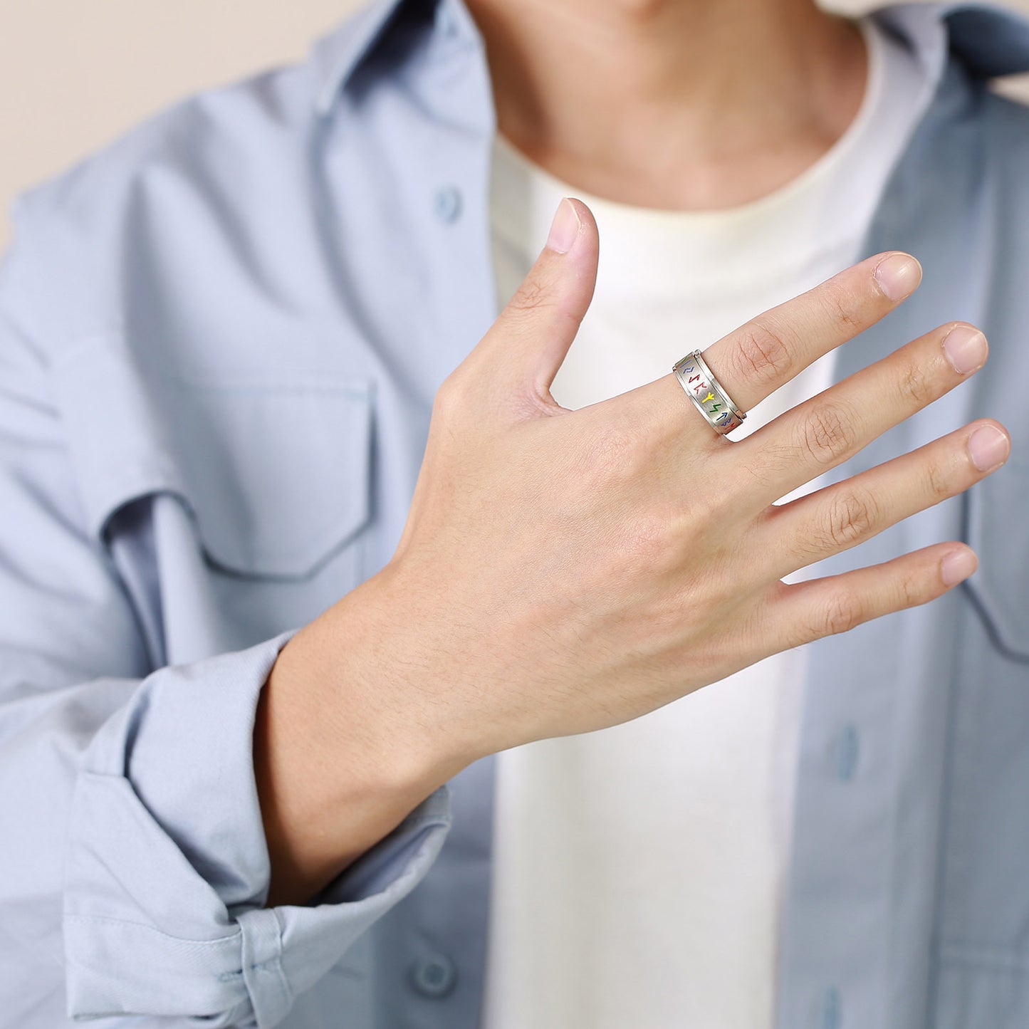 Rotating Rainbow Titanium Steel Ring For Men With Rainbow Finish And Spin Sizes 7 8 9 10 11 12 Durable Shine Everyday