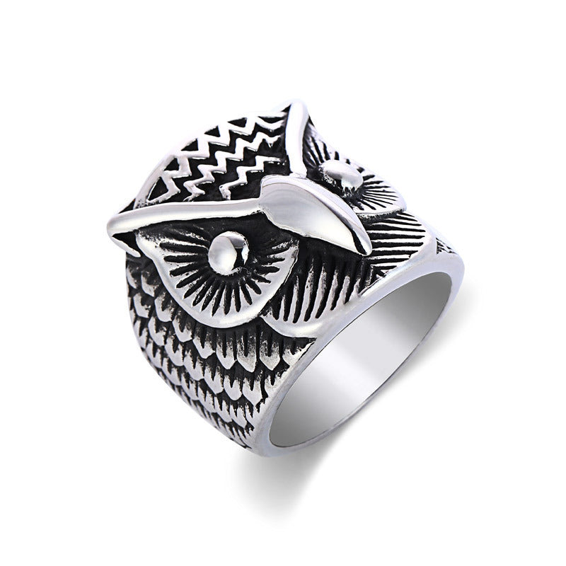 Womens Owl Ring Titanium Steel Stainless Jewelry Electroplate Durable Fashion Accessory For Everyday Wear Chic