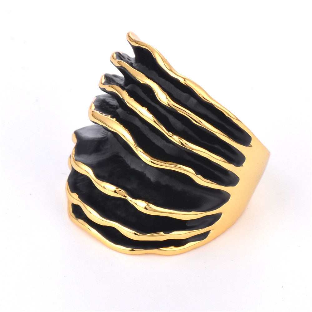 Vintage Ring Set For Couple Unisex Alloy Jewelry Gold And White Drip Oil Finish Sizes Seven Eight Nine Ten Art