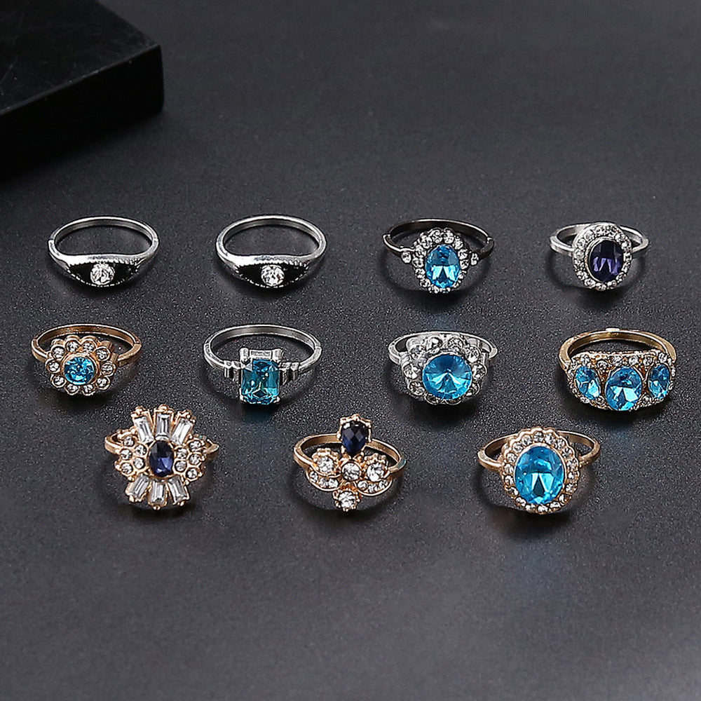 Two Tone Gold And Silver Ring With Rhinestones Geometric Design Jewelry For Ladies Electroplated Alloy Fashion