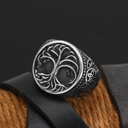 Tree Of Life Ring For Men Titanium Steel Geometric Design Modern Mens Jewelry Accessory Gift For Every Occasion