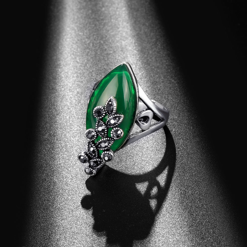 Geometric Alloy Ring With Alexandrite Gem Electroplated Finish Elegant Band Fashion Jewelry Ring Perfect Women