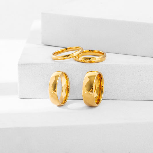 Women Tungsten Gold Geometric Ring Inner Outer Ball Designs Jewelry Electroplated Gift Idea Elegant Accessories