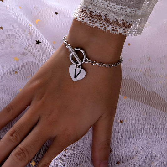 Womens Silver Stainless Steel Link Chain Bracelet With Heart Charm And Buckle Clasp Fashion Jewelry For Ladies