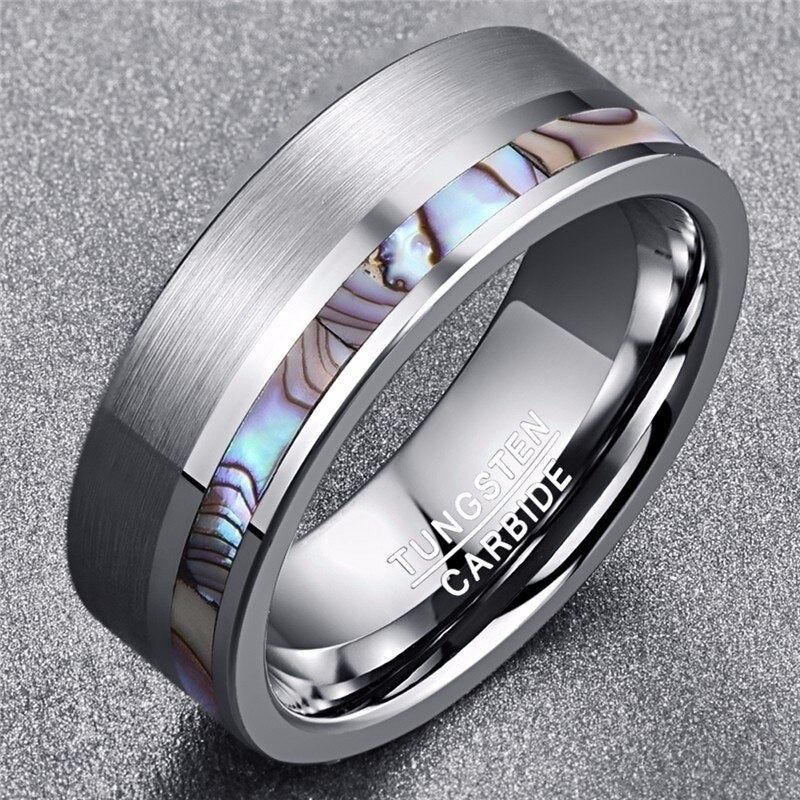 Unisex Shell Pattern Ring Titanium Steel Silver Finish