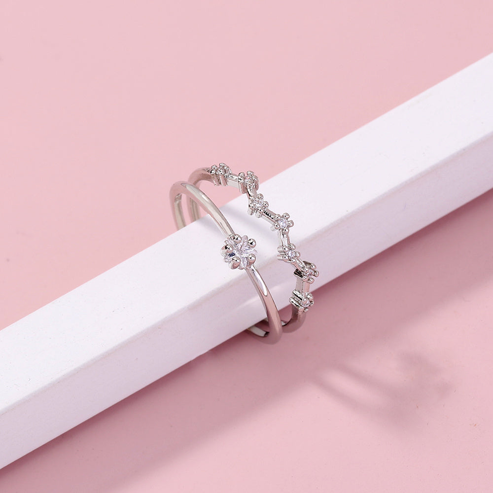 Adjustable Copper Ring With Zircon Accents Open End Band