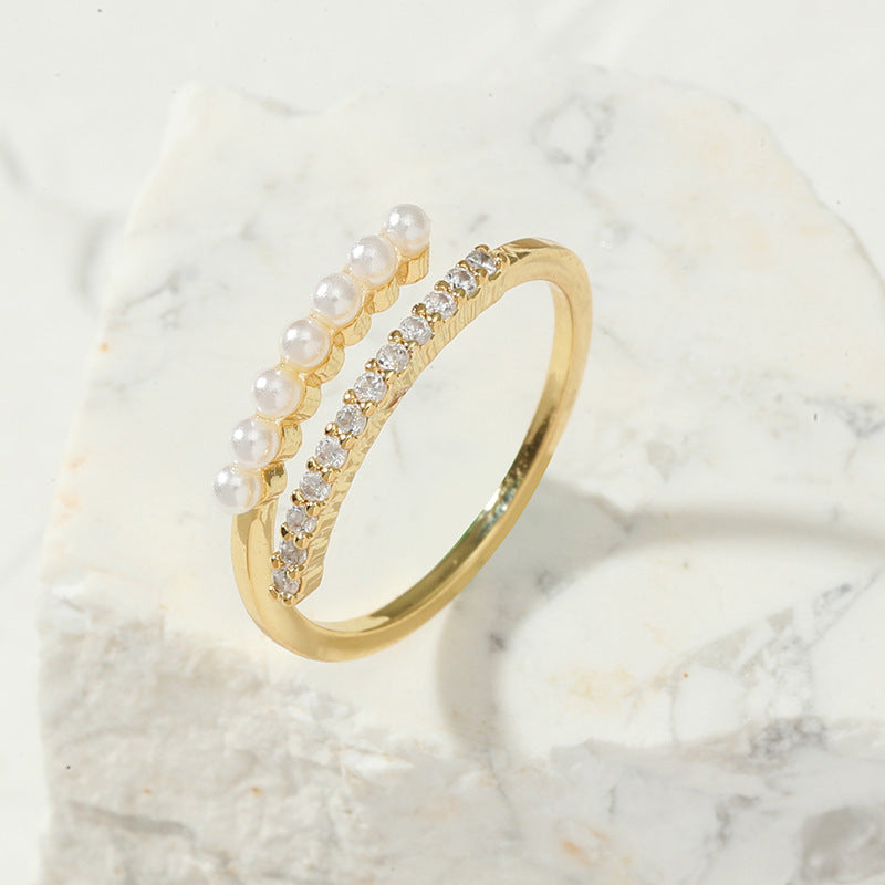 Womens Adjustable Copper Ring Knotted Band With Geometric Zircon Inlay Open Ring Elegant Jewelry Korean Styles