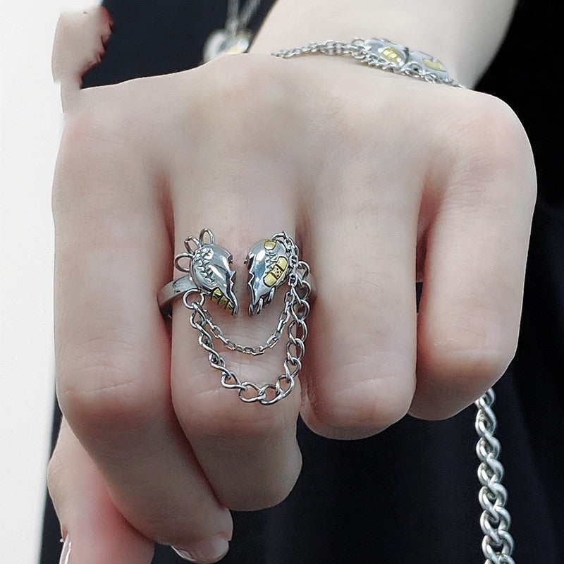 Womens Copper Ring Adjustable Heart Ring Trendy Metal Geometric Ring Electroplated Jewelry Heartbreak Love Ring