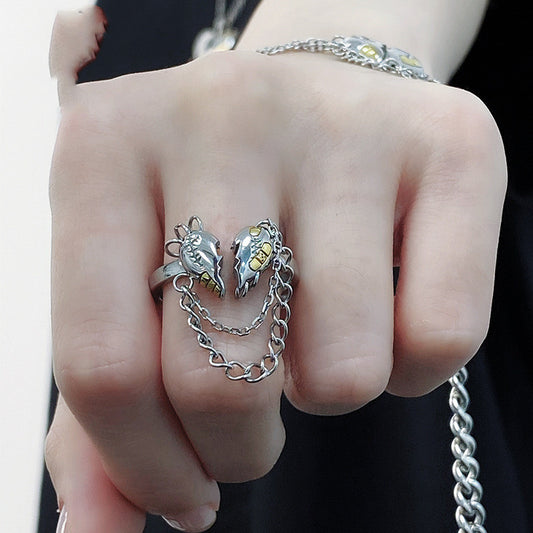 Womens Copper Ring Adjustable Heart Ring Trendy Metal Geometric Ring Electroplated Jewelry Heartbreak Love Ring