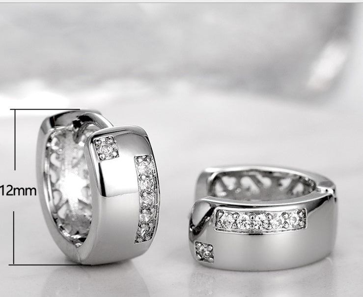 U Shaped Zircon Earrings Gold Plated Wedding Jewelry