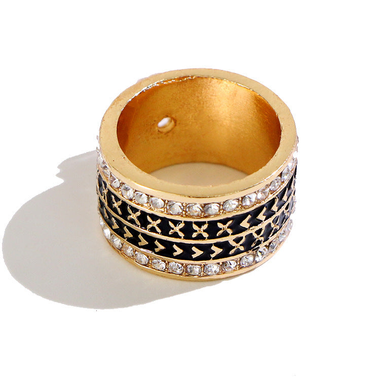 New Style Ring European Retro Zircon Inlaid Diamond Ring Gold Plated Geometric Pastoral Ethnic Jewellery Women