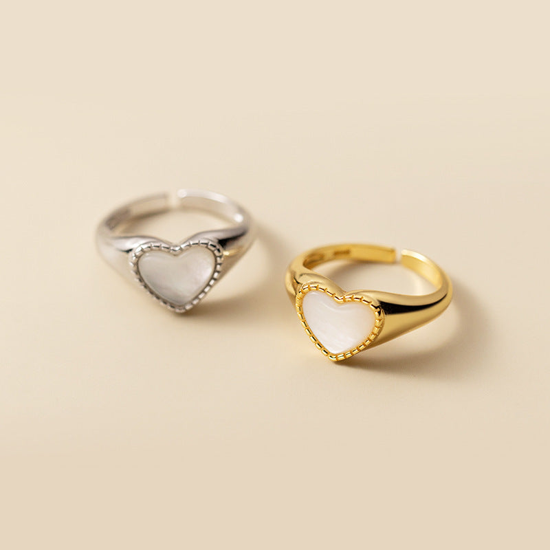 Heart Ring 925 Sterling Silver Adjustable Opening Retro Korean Japanese Style Gift For Her Timeless Style Gifts
