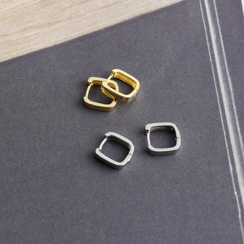 Womens Hoop Earrings Silver Gold Pigment Fashion Jewelry Wide Faces Design Non Inlaid Earrings Gift For Her