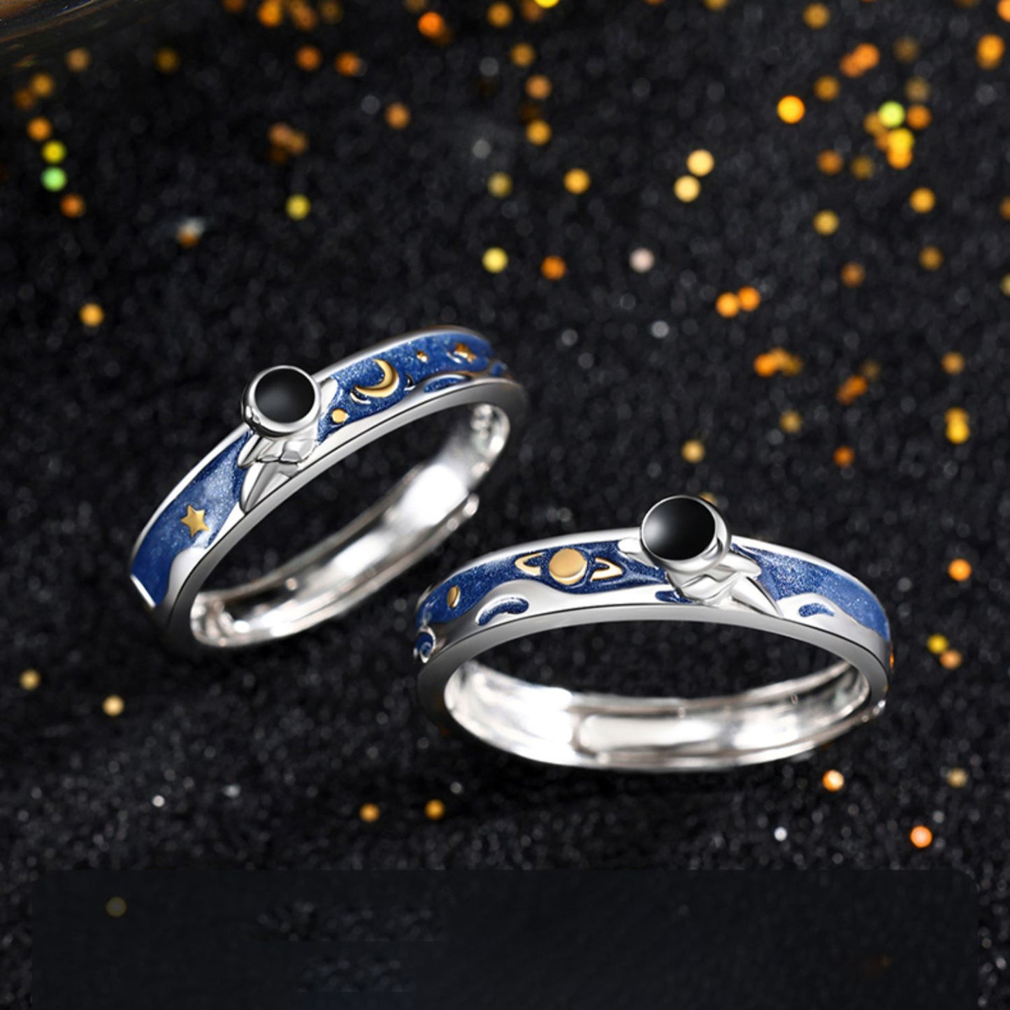 Adjustable Astronaut Couple Rings Copper Matching Set For Him And Her Opening Designer Fashionable Accessories