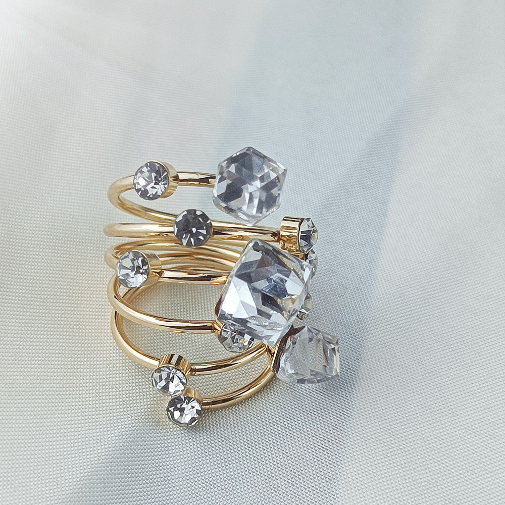 Womens Alloy Buckle Geometric Rings Simple Spring Ring Fashionable Scarf Rings Unique Design Ring Elegant Ring