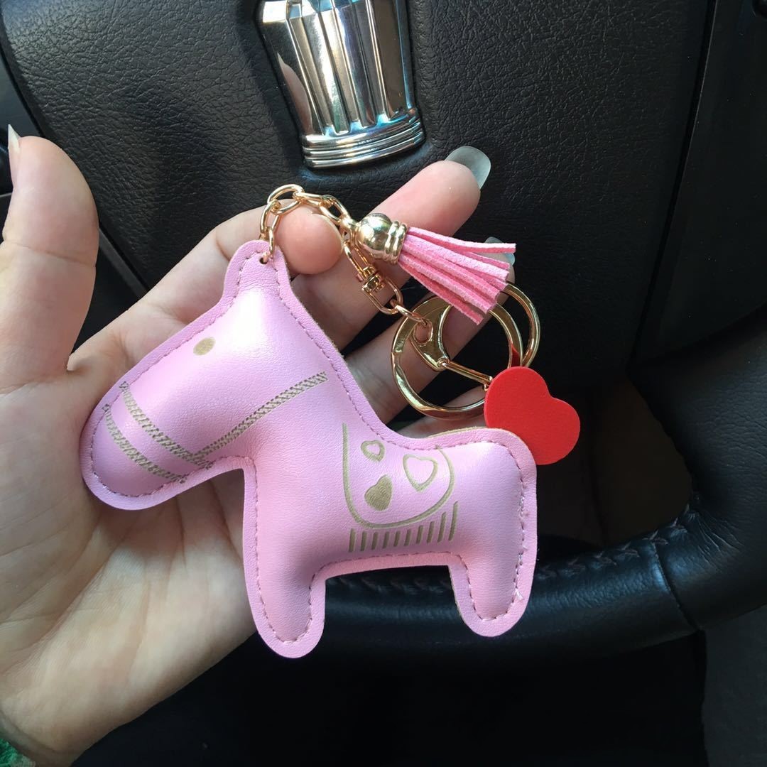 Cute Animal PU Leather Keychain Pendant for Car Keys Unisex Key Ring Decor Organization High Quality Travel Friendly