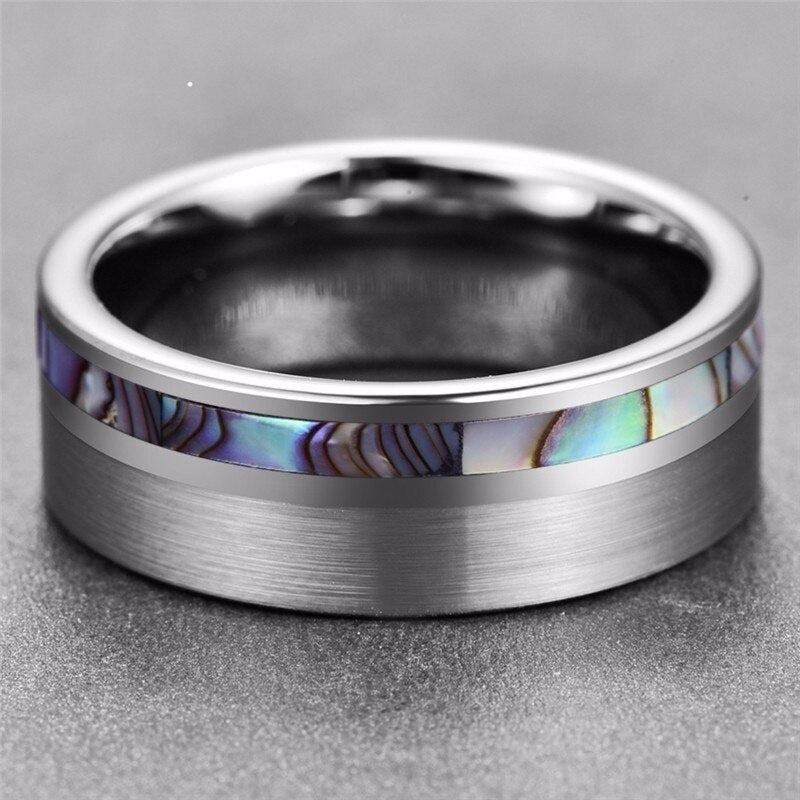 Unisex Shell Pattern Ring Titanium Steel Silver Finish