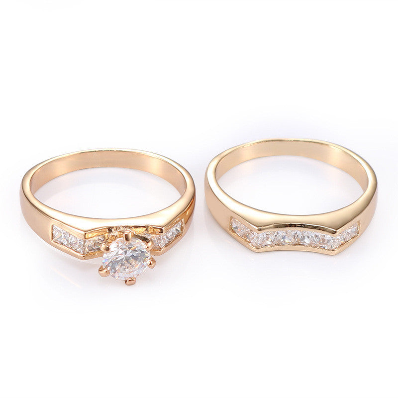 Unisex Titanium Steel Ring Geometric Design Diamond Studded Ring Fashion Jewelry Band Ring Set Simple Ring for Men and Women Couple Rings Two Pieces